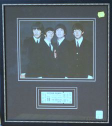 Framed August 18, 1966 Beatles at Suffolk Downs Concert Ticket